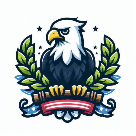 Eagle with laurel wreath on white background. Vector illustration.のイラスト素材