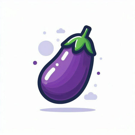 Eggplant icon on white background. Vegetable vector illustration.のイラスト素材