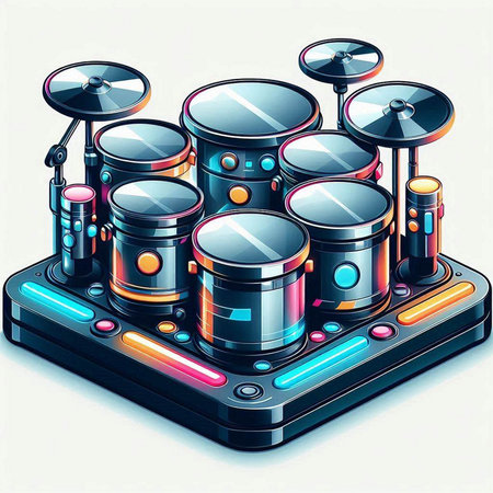 Drum set on a console. Vector illustration. Eps 10.のイラスト素材
