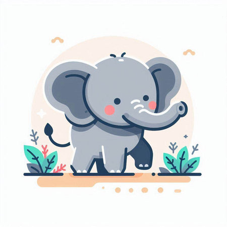 Cute elephant vector illustration. Cute cartoon animal character. Flat design.のイラスト素材