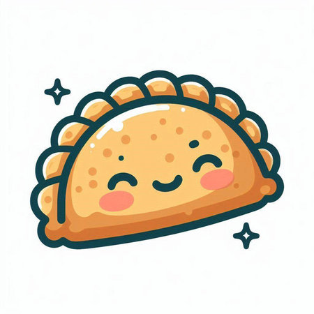 Kawaii vector illustration of a kawaii happy pie.のイラスト素材
