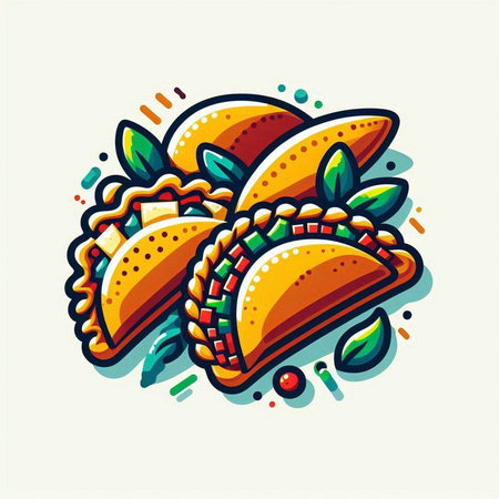 Mexican tacos vector illustration. Cinco de mayo traditional food.のイラスト素材