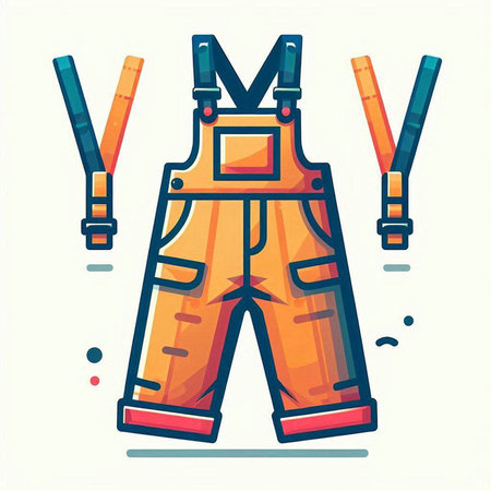 Vector illustration of work overalls with suspenders on white background.のイラスト素材