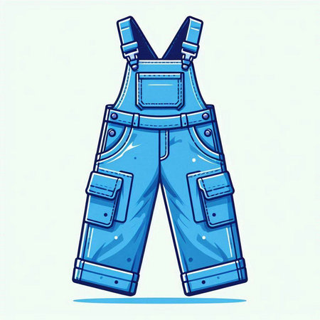 Vector illustration of a blue work overalls on a white background.のイラスト素材