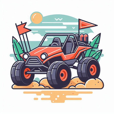 Off-road vehicle in the sand. Vector illustration for your designのイラスト素材
