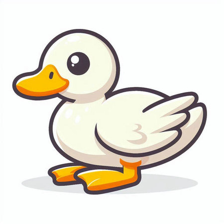 Duck cartoon isolated on white background. Cute vector illustration.のイラスト素材