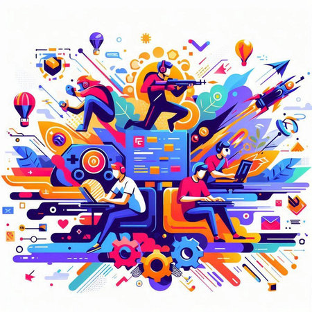 Music and entertainment concept. Vector illustration in bright colorful style for banner, poster, web designのイラスト素材