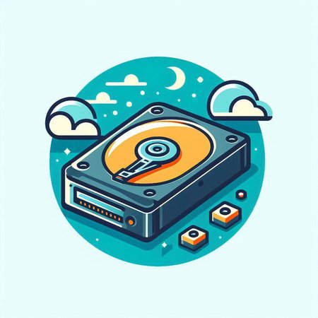 Hard disk drive icon. Vector illustration of a hard disk drive.のイラスト素材