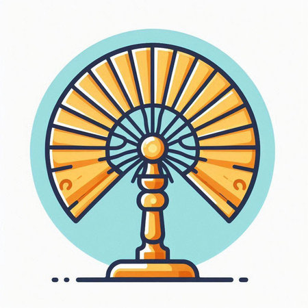 Folding fan icon in flat style isolated on white background. Vector illustration.のイラスト素材