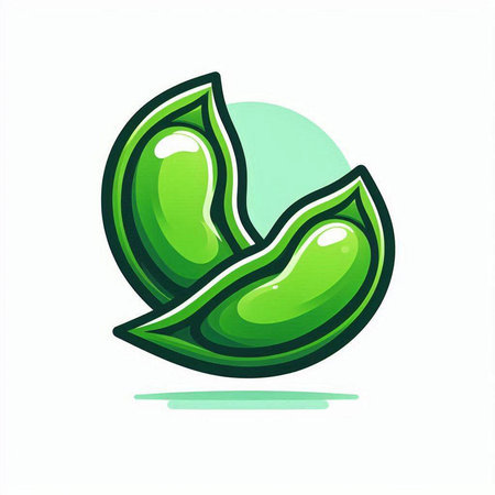 Green soybean icon on white background. Vector illustration of soybean.のイラスト素材