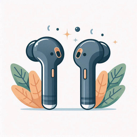Modern wireless headphones for listening to music. Vector illustration. Flat design.のイラスト素材