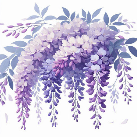 Wisteria flowers. Floral bouquet. Vector illustration.のイラスト素材
