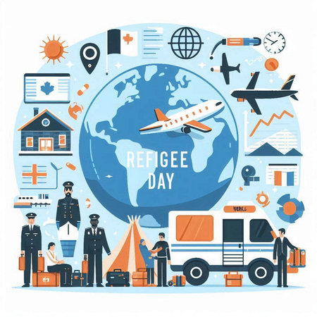 Vector illustration of a world travel day concept. Flat design style.のイラスト素材