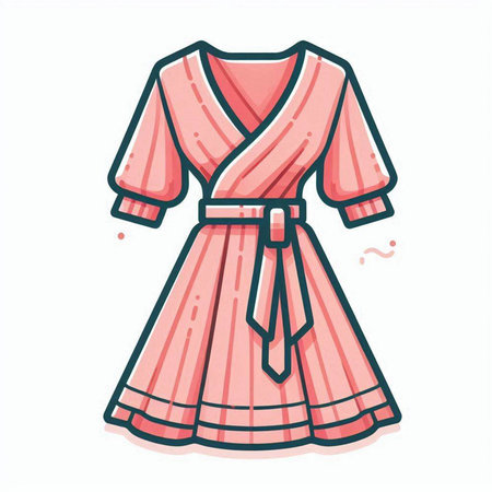 Pink silk bathrobe. Vector illustration. Isolated on white background.のイラスト素材