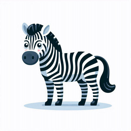 Zebra on a white background. Vector illustration in cartoon style.のイラスト素材