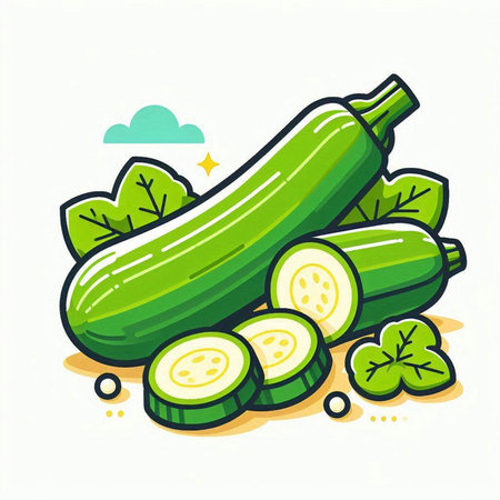 Zucchini icon. Vector illustration of fresh zucchini.のイラスト素材