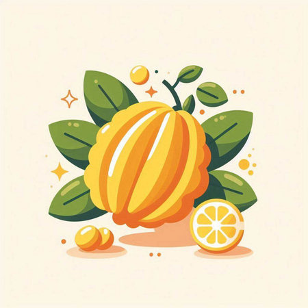 pumpkin fruit with leafs and orange fruit vector illustration designのイラスト素材