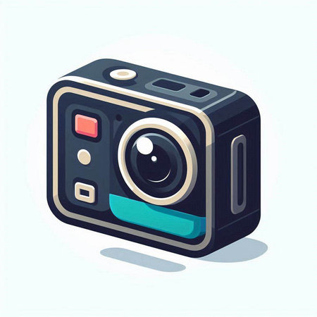 Retro camera on white background. Vector illustration in cartoon style.のイラスト素材