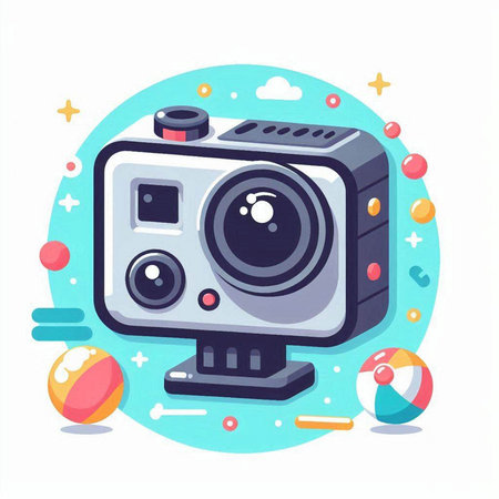 Camera on a white background. Vector illustration in a flat style.のイラスト素材