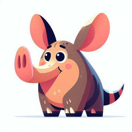 Cute cartoon little baby armadillo. Vector illustration on white background.のイラスト素材