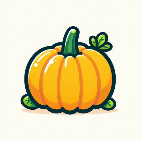 Pumpkin vector illustration isolated on white background. Cute cartoon pumpkin vegetable.のイラスト素材