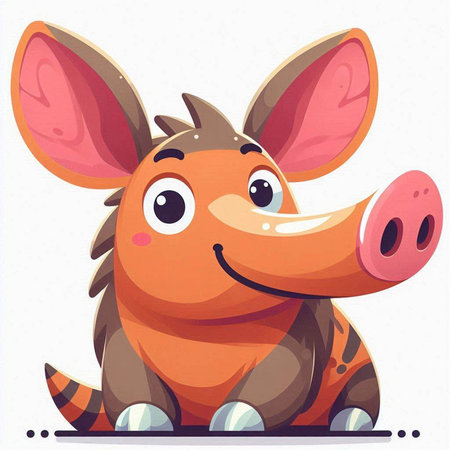 Cartoon funny smiling little baby rhinoceros. Vector illustration.のイラスト素材
