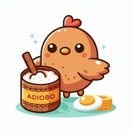 Illustration of a Cute Chicken with a Cup of Milk and Eggsのイラスト素材