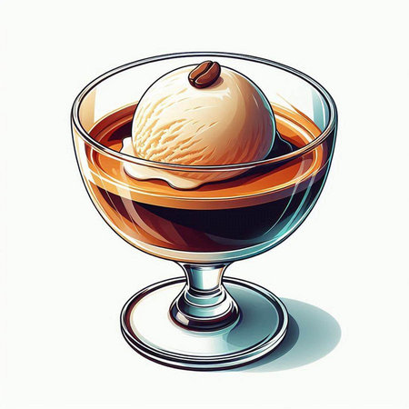 ice cream in a glass cup on a white background, vector illustrationのイラスト素材