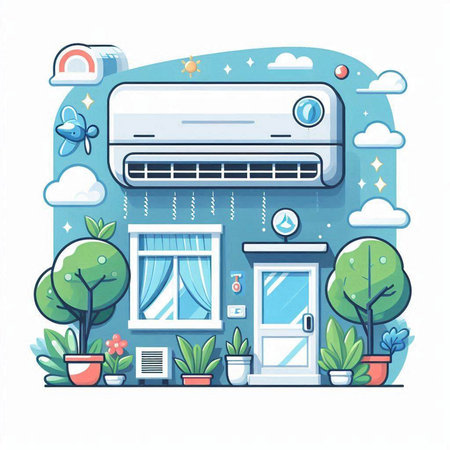 Air conditioner in the flat style. Vector illustration of air conditioner.のイラスト素材