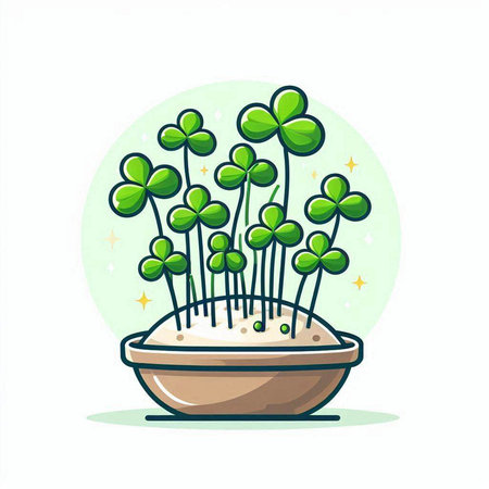 Illustration of a cute green plant in a pot on a white backgroundのイラスト素材