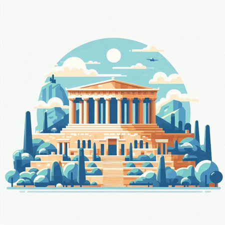 Temple of Hephaestus in Athens, Greece. Vector illustrationのイラスト素材