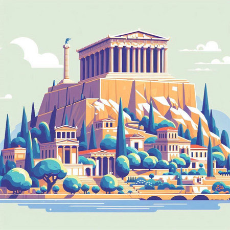 Athens, Greece. Famous landmark. Illustration in vector formatのイラスト素材