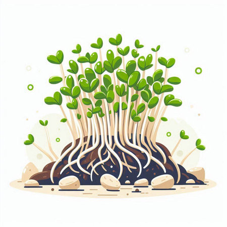 Growth of green sprouts. Vector illustration on white background.のイラスト素材