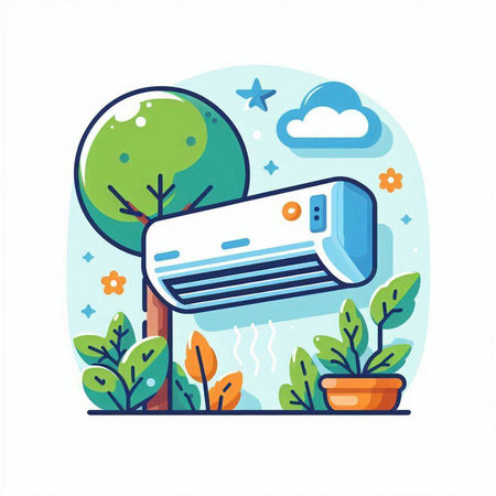 Air conditioner in flat style. Vector illustration for web design.のイラスト素材