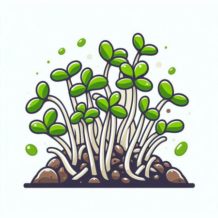 Microgreens. Healthy food. Vector illustration of microgreens.のイラスト素材