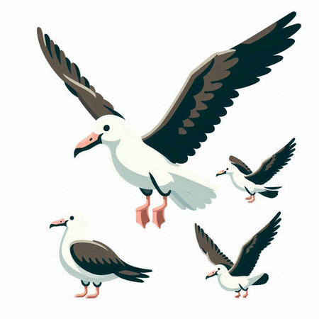 Seagulls and seagulls. Vector illustration.のイラスト素材