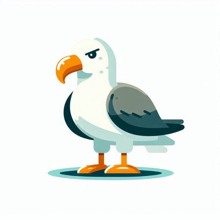 Vector illustration of a seagull on a white background. Cartoon style.のイラスト素材