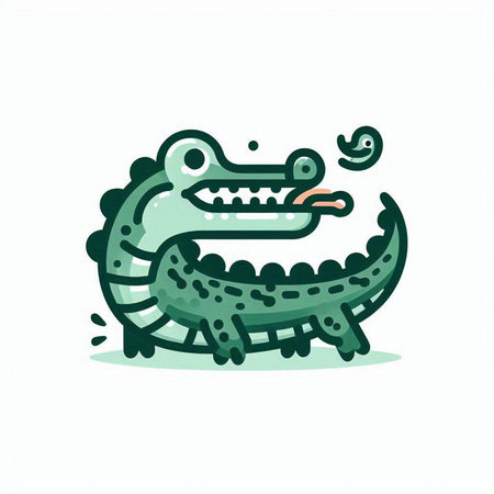 Cute crocodile cartoon vector illustration. Cute crocodile mascot.のイラスト素材