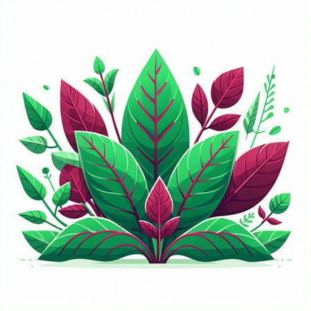 Green and red leaves isolated on white background. Vector illustration for your designのイラスト素材