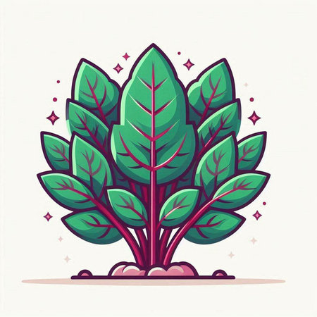 Illustration of a green plant on a white background, vector illustrationのイラスト素材