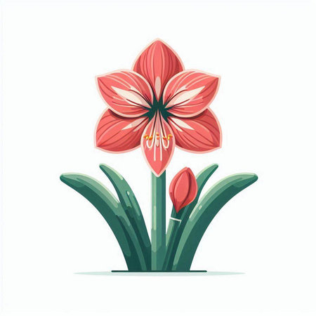 Flower isolated on white background. Vector illustration in cartoon style.のイラスト素材