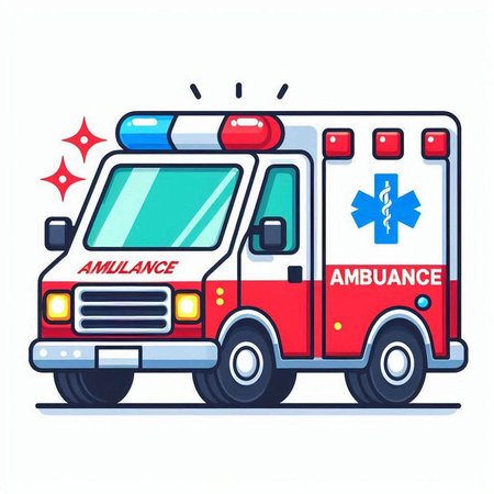 Ambulance car vector illustration on white background. Flat style.のイラスト素材