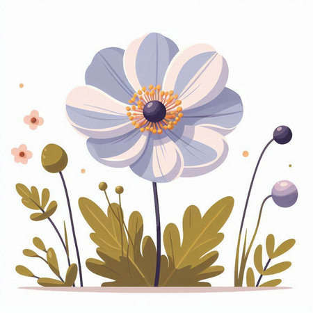 Anemone flower. Hand drawn floral illustration. Vector illustration.のイラスト素材