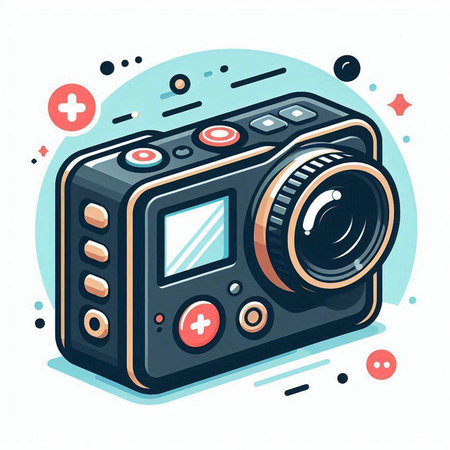 Camera icon. Vector illustration in flat cartoon style. Isolated on white background.のイラスト素材