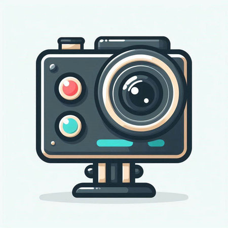 Retro camera icon in cartoon style. Vector illustration of a retro camera.のイラスト素材