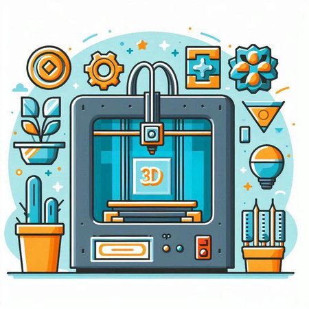 3D printer in flat style. Vector illustration for your design.のイラスト素材
