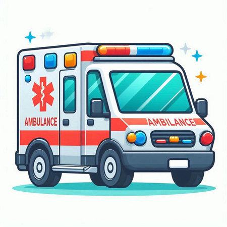Ambulance car. Vector illustration of a cartoon ambulance car.のイラスト素材