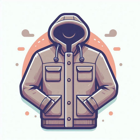 Vector illustration of a winter jacket with a hood. Cartoon style.のイラスト素材