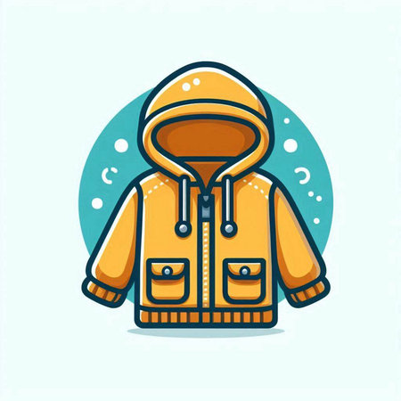 Winter clothing icon. Vector illustration of a warm jacket with hood.のイラスト素材