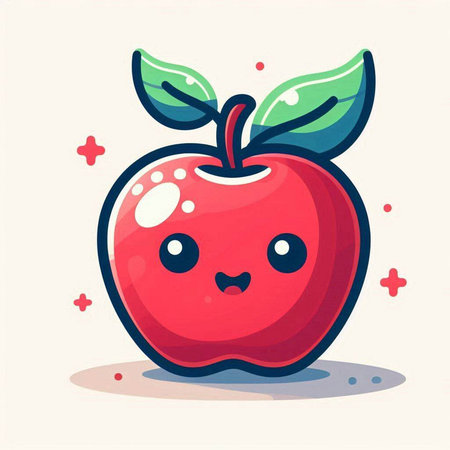 Cute cartoon apple character. Vector illustration of a cute apple.のイラスト素材
